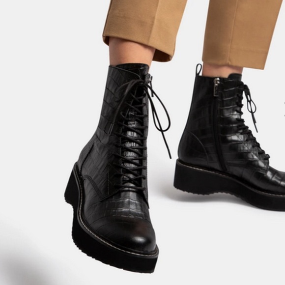 Dolce Vita Croc Print Vela Combat Boots 